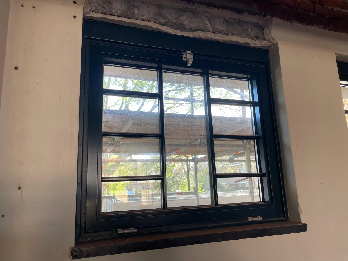 Dark green Framed Multi-Pane Window with Glazing Bars – Reclaimed