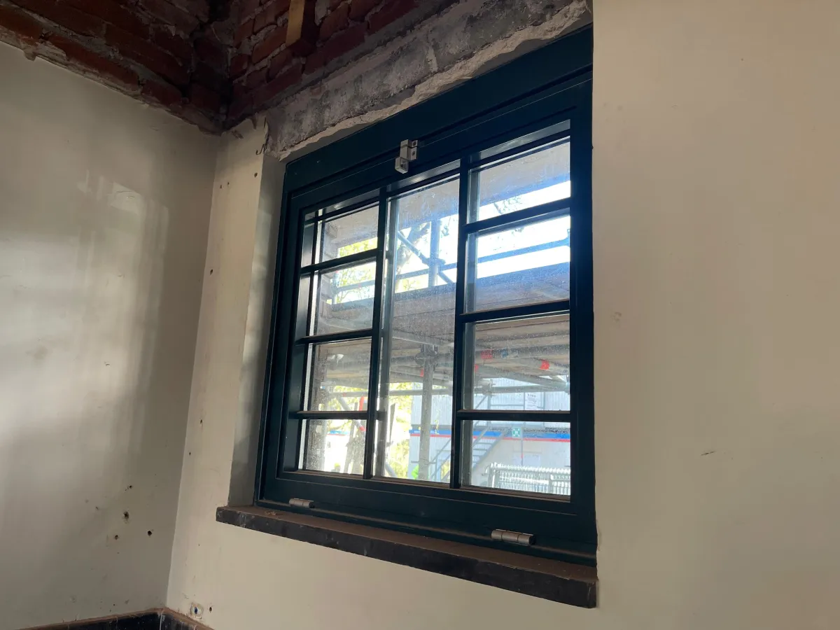 Dark green Framed Multi-Pane Window with Glazing Bars – Reclaimed