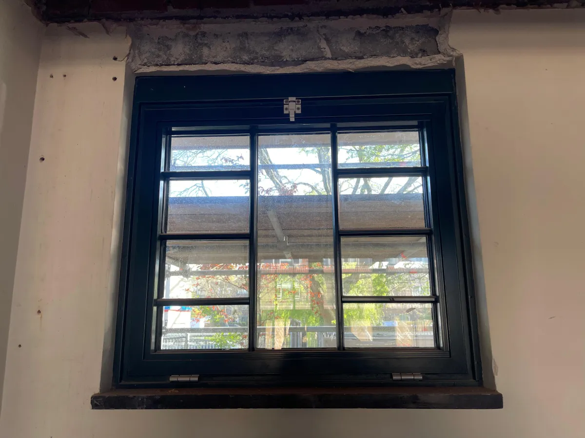 Dark green Framed Multi-Pane Window with Glazing Bars – Reclaimed