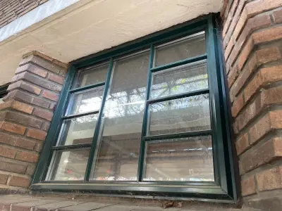 Dark green Framed Multi-Pane Window with Glazing Bars – Reclaimed