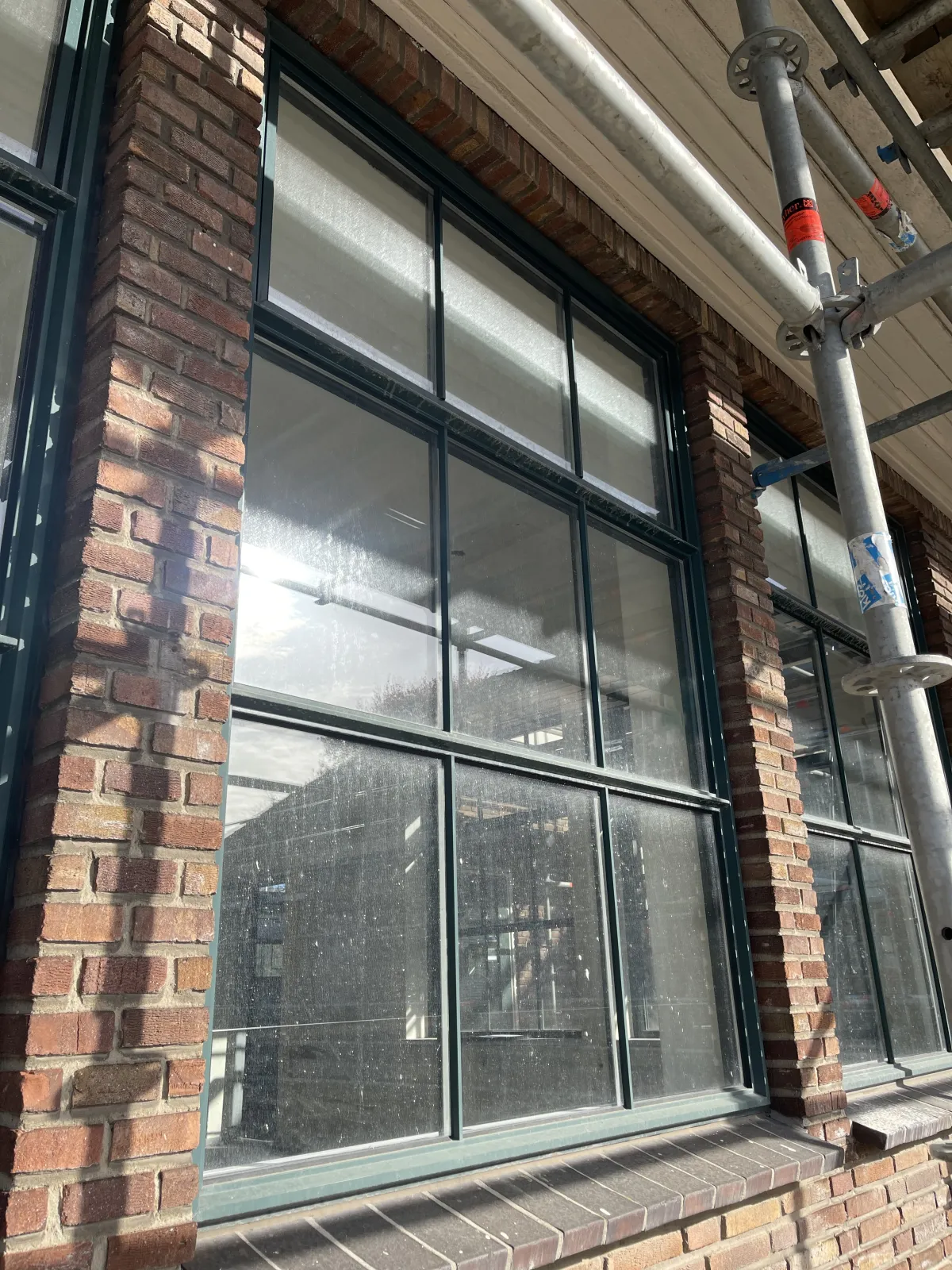 Large Dark Green Steel-Framed Multi-Pane Windows – Industrial Style, New/Near-New Condition