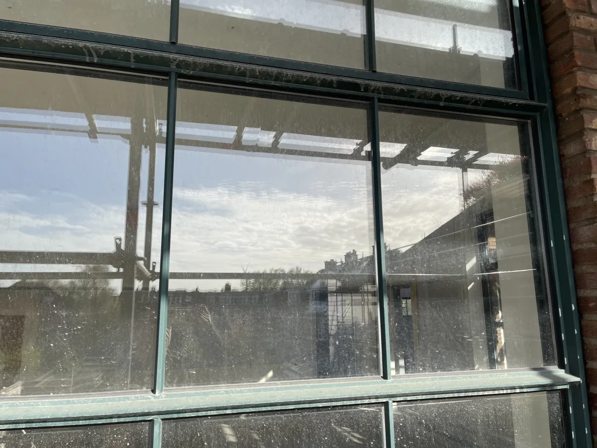 Large Dark Green Steel-Framed Multi-Pane Windows – Industrial Style, New/Near-New Condition