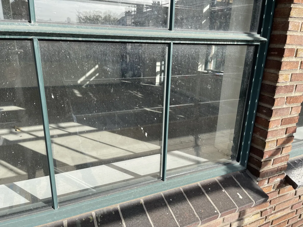 Large Dark Green Steel-Framed Multi-Pane Windows – Industrial Style, New/Near-New Condition