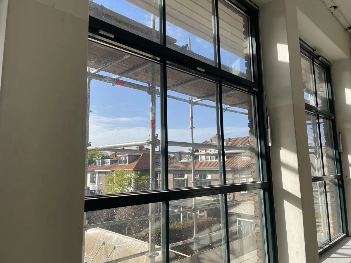 Large Dark Green Steel-Framed Multi-Pane Windows – Industrial Style, New/Near-New Condition