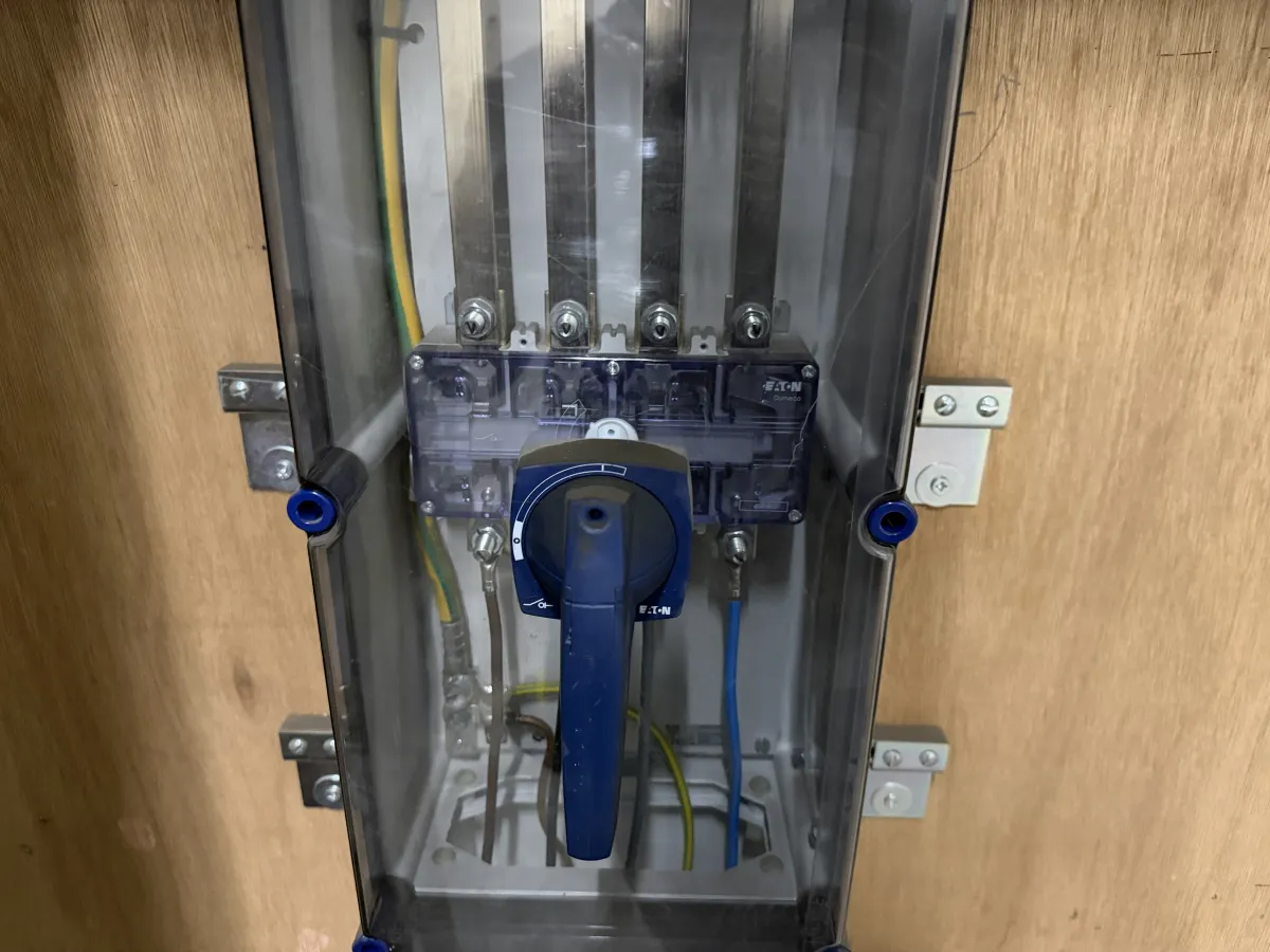 Eaton IP65 Weatherproof Enclosure with Rotary Isolator Switch & Busbar Assembly