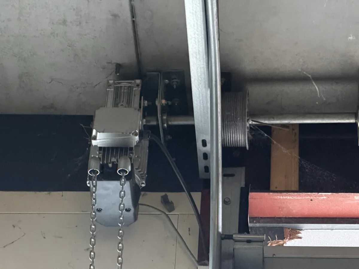 Industrial Sectional Overhead Garage Door with Wicket Door - Grey Steel, Large Format