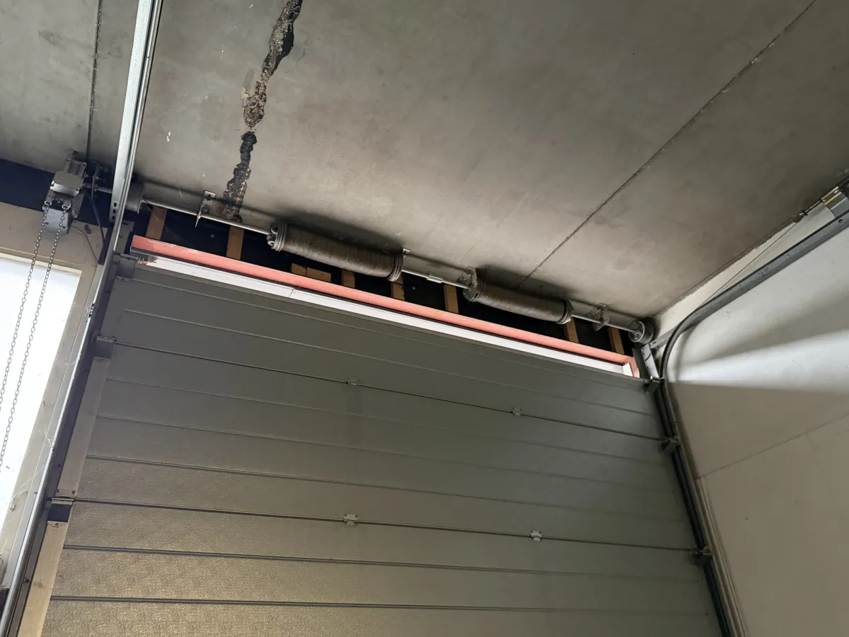 Industrial Sectional Overhead Garage Door with Wicket Door - Grey Steel, Large Format