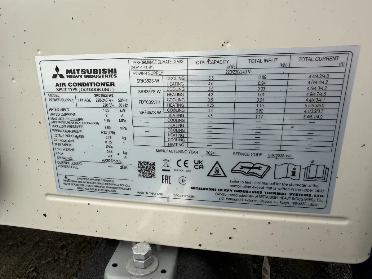 Mitsubishi Air Conditioner SRC35ZS-W2 - 2024