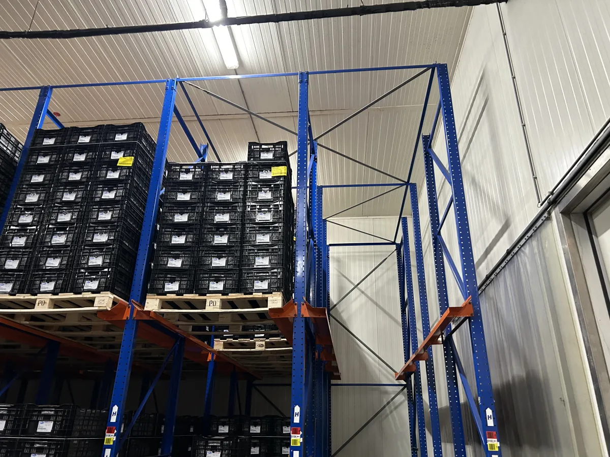 Heavy-Duty Drive-In Pallet Racking System Blue/Orange Steel Warehouse Storage
