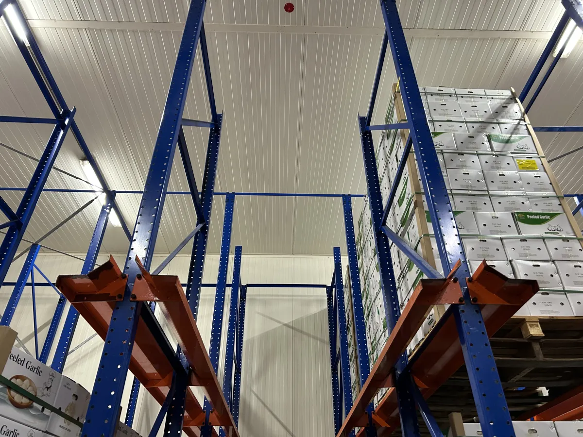 Heavy-Duty Drive-In Pallet Racking System Blue/Orange Steel Warehouse Storage