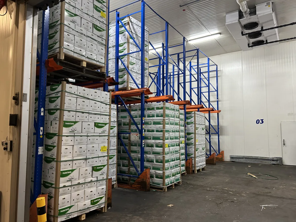 Heavy-Duty Drive-In Pallet Racking System Blue/Orange Steel Warehouse Storage