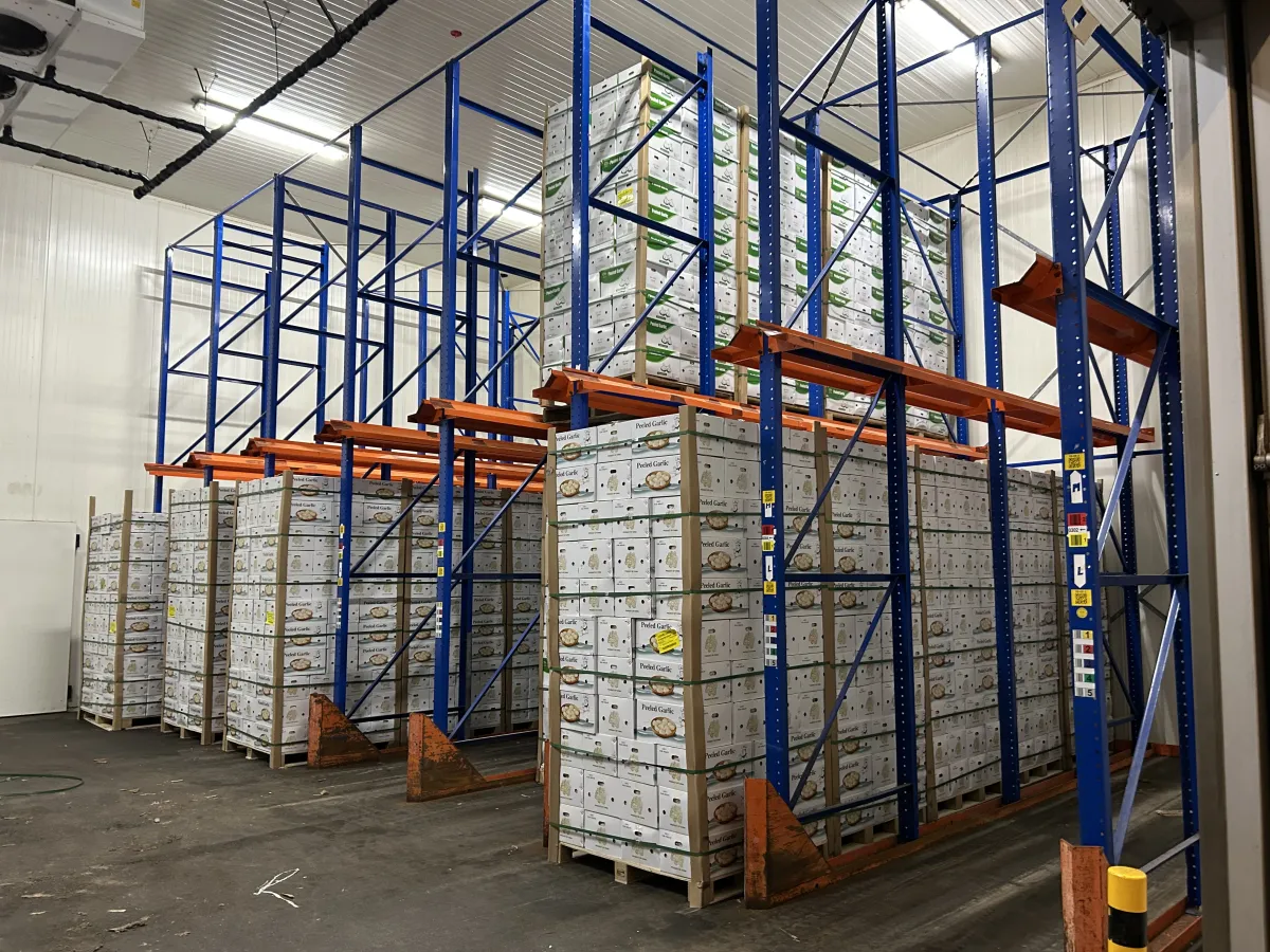 Heavy-Duty Drive-In Pallet Racking System Blue/Orange Steel Warehouse Storage