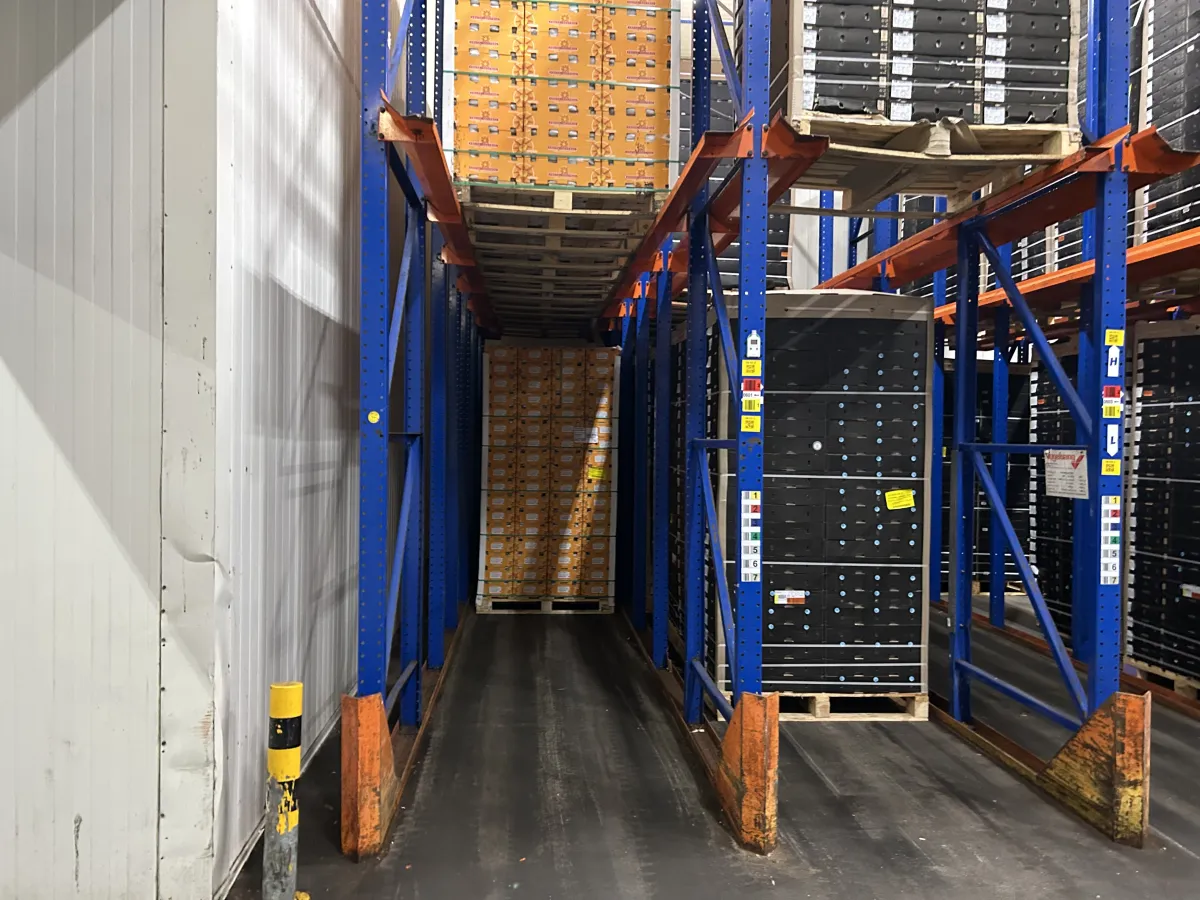 Heavy-Duty Drive-In Pallet Racking System Blue/Orange Steel Warehouse Storage