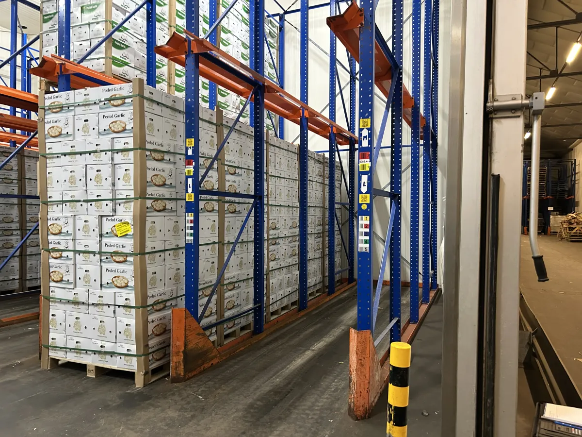 Heavy-Duty Drive-In Pallet Racking System Blue/Orange Steel Warehouse Storage