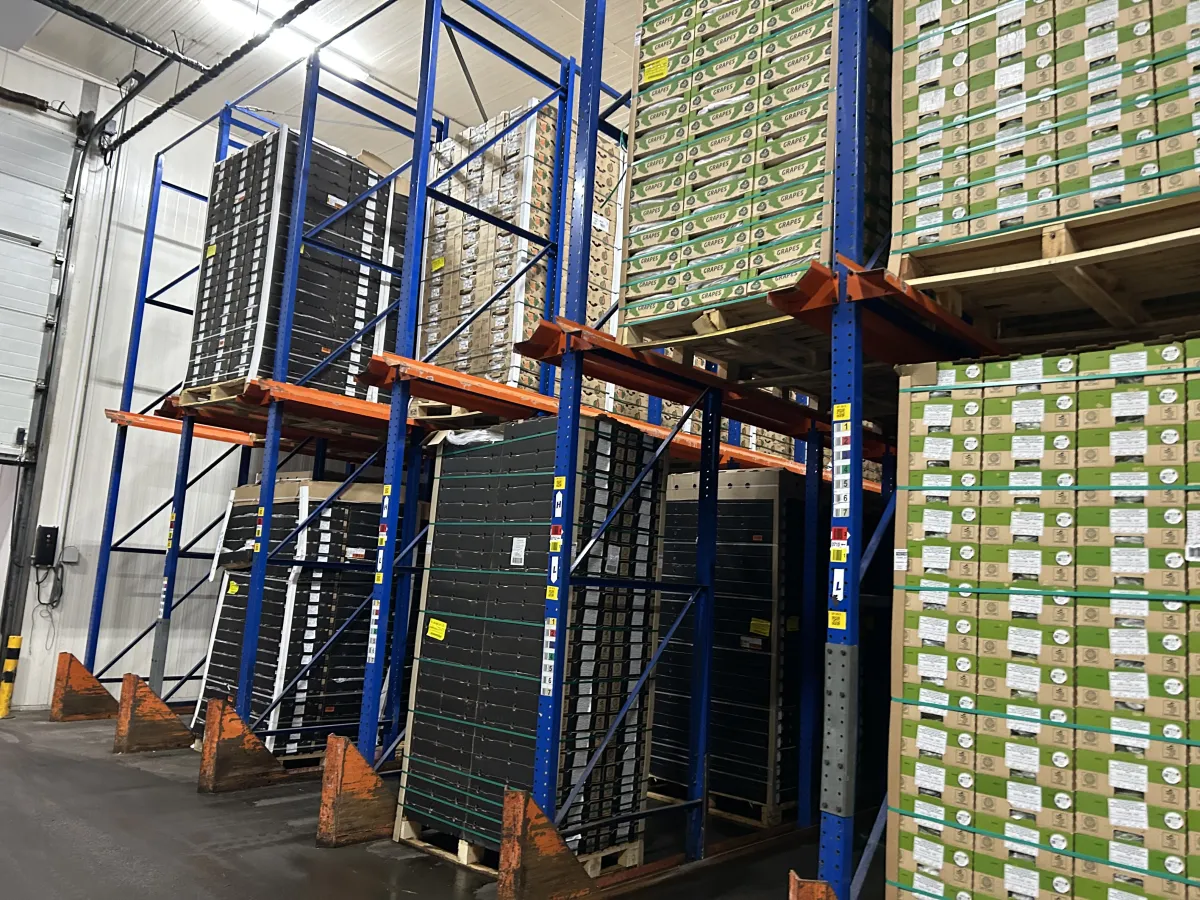 Heavy-Duty Drive-In Pallet Racking System Blue/Orange Steel Warehouse Storage