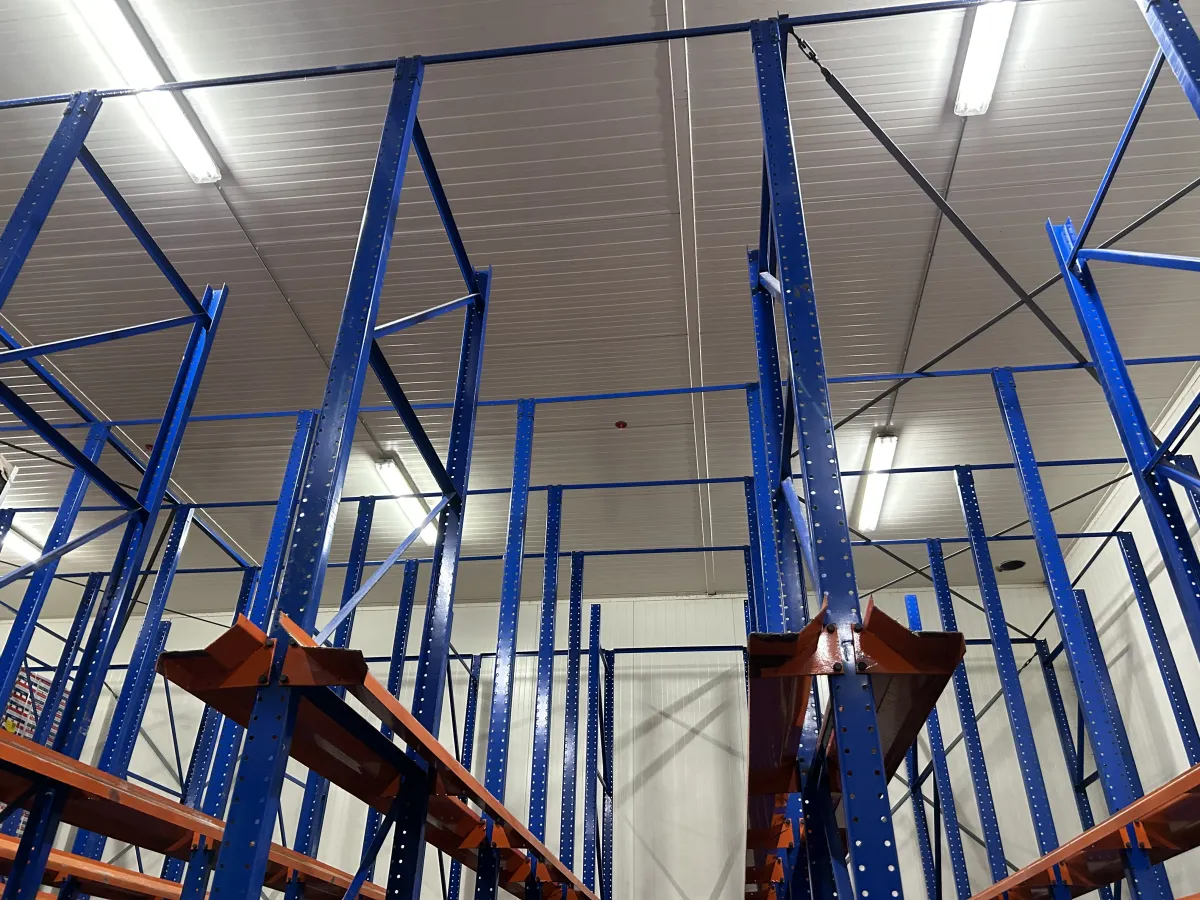 Heavy-Duty Drive-In Pallet Racking System Blue/Orange Steel Warehouse Storage