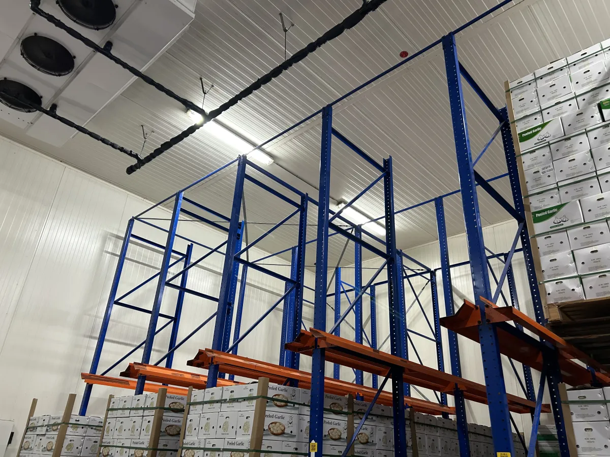 Heavy-Duty Drive-In Pallet Racking System Blue/Orange Steel Warehouse Storage