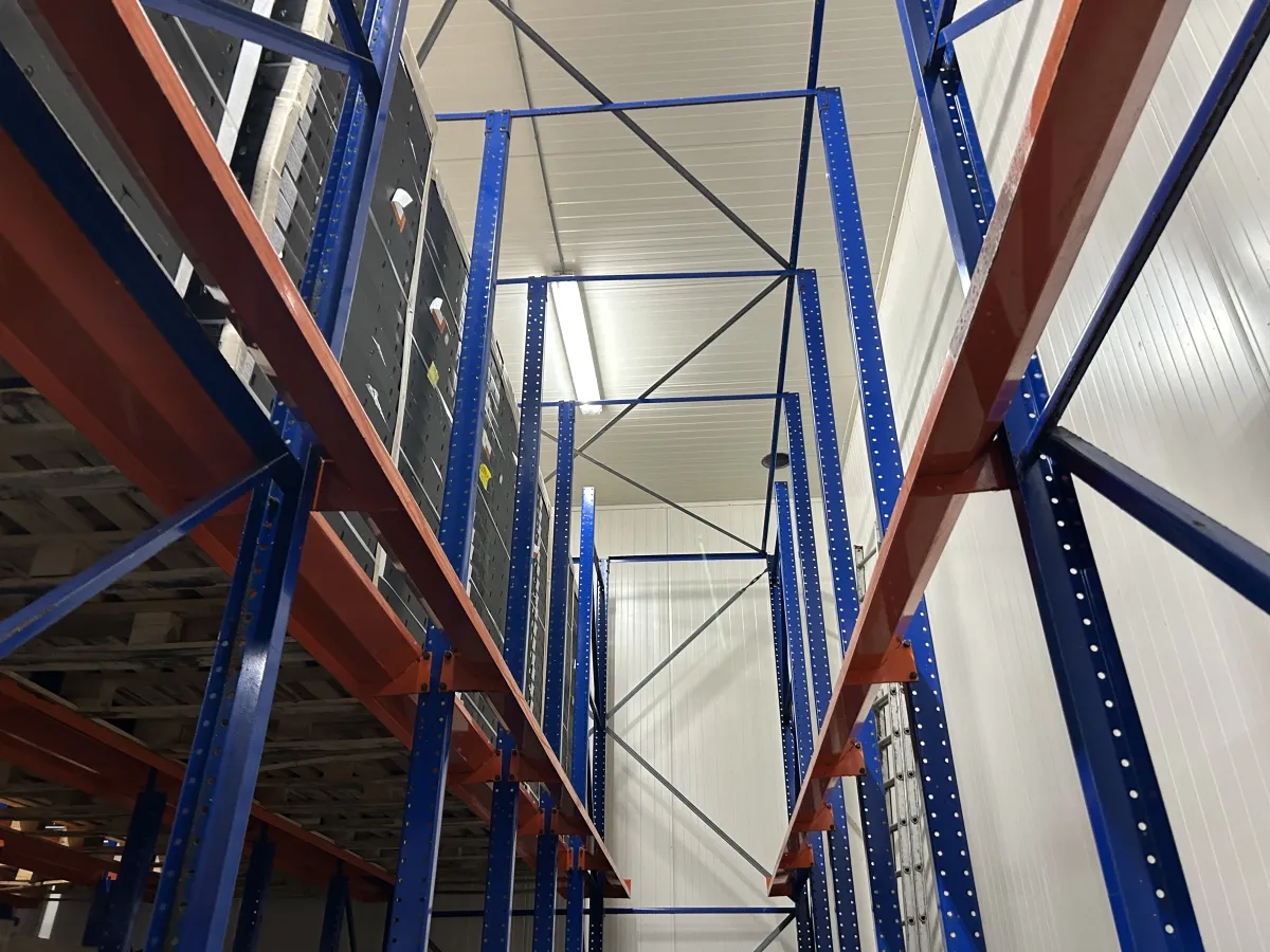 Heavy-Duty Drive-In Pallet Racking System Blue/Orange Steel Warehouse Storage