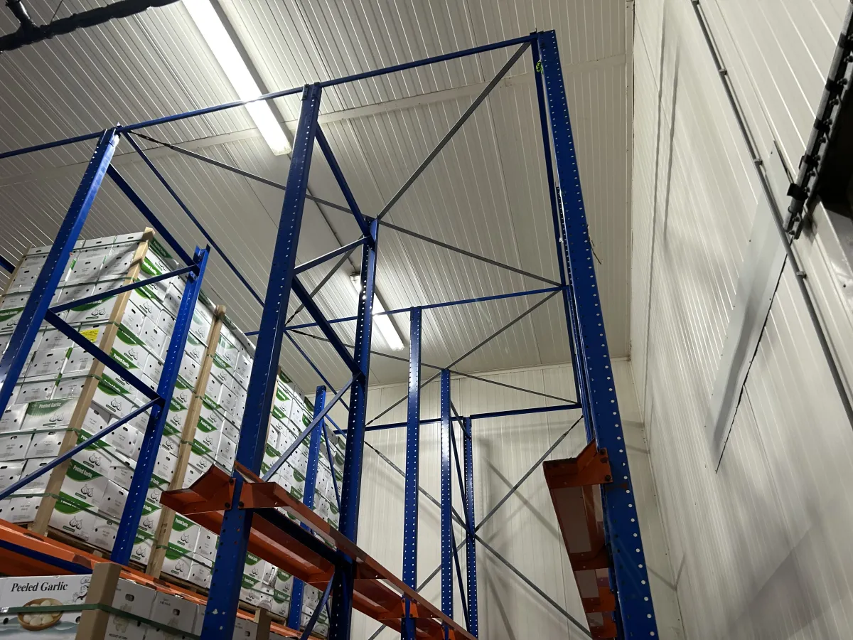 Heavy-Duty Drive-In Pallet Racking System Blue/Orange Steel Warehouse Storage