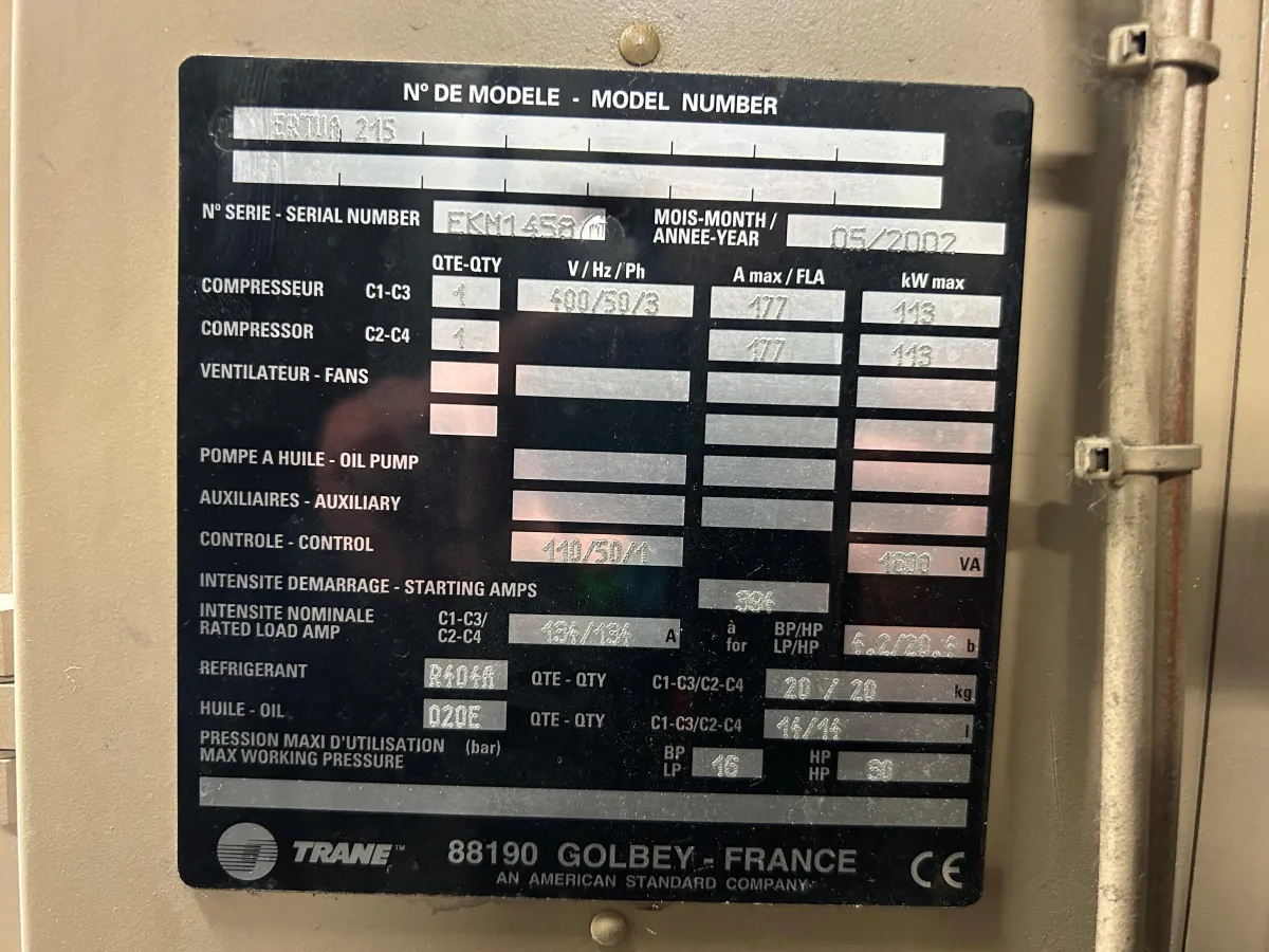 Trane CHHB085 Helirotor Screw Chiller Unit 226kW R404A - 2002, Dual Compressor