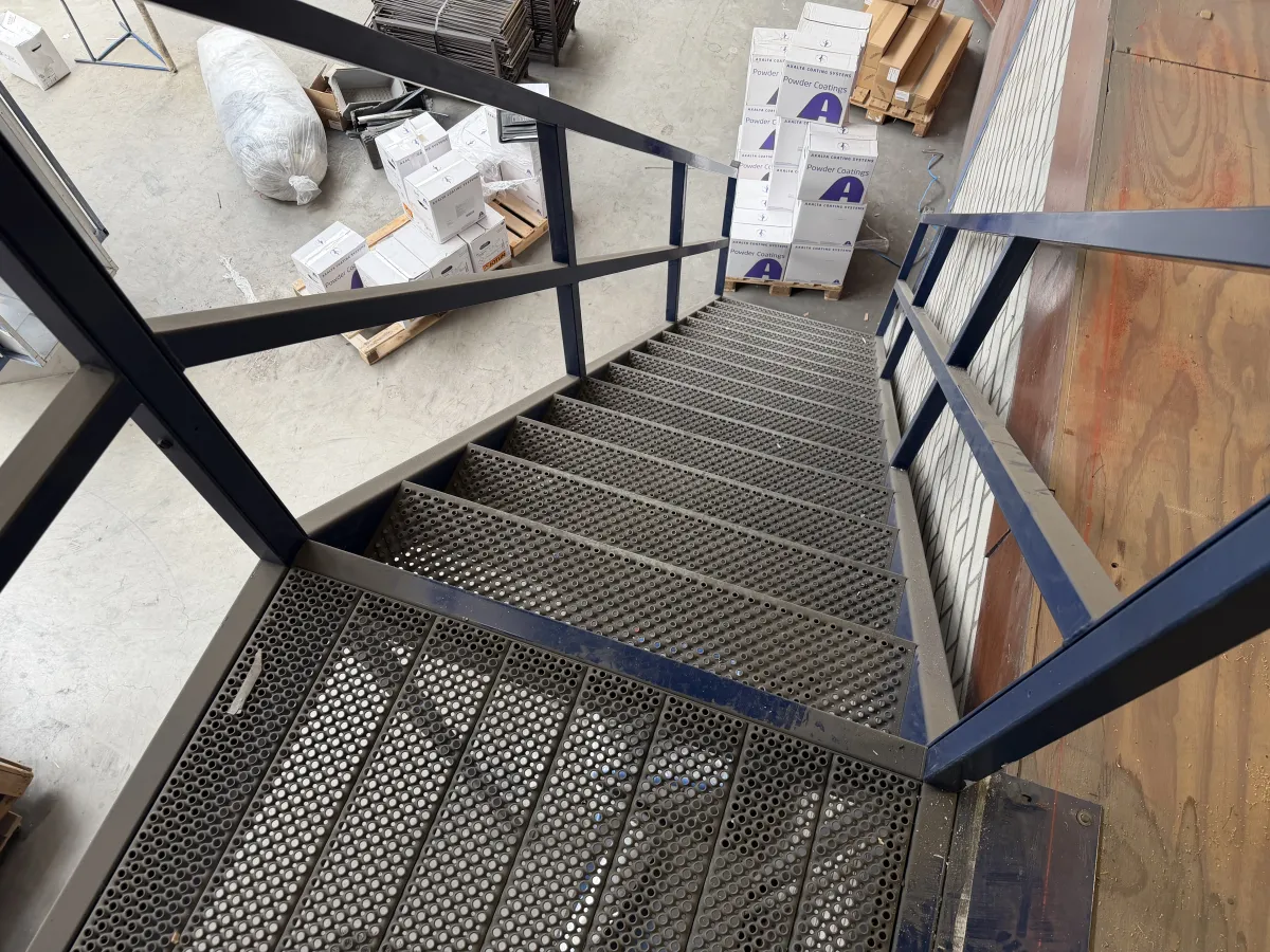 Industrial Steel Staircase with Perforated Steps FH: 3,41 mtr. W: 1,11 mtr.
