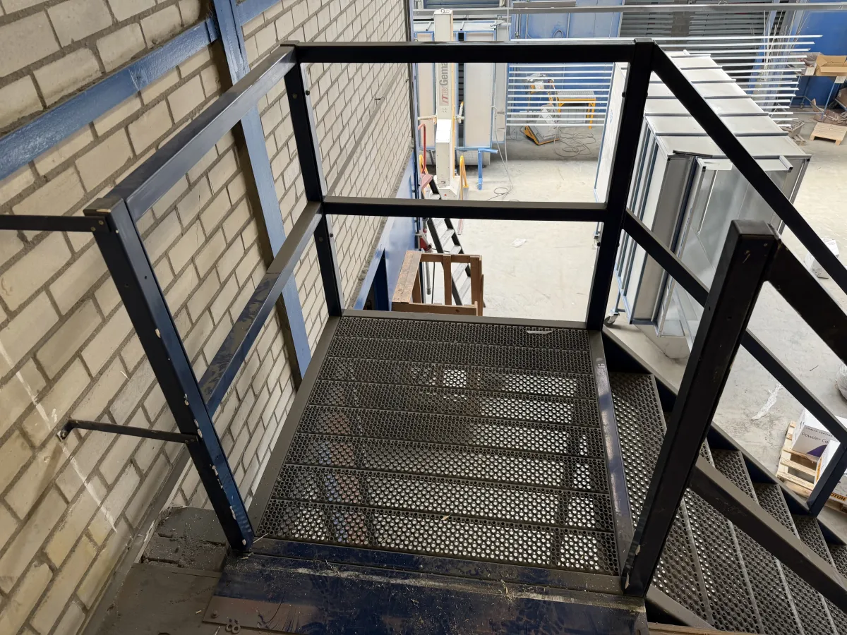 Industrial Steel Staircase with Perforated Steps FH: 3,41 mtr. W: 1,11 mtr.