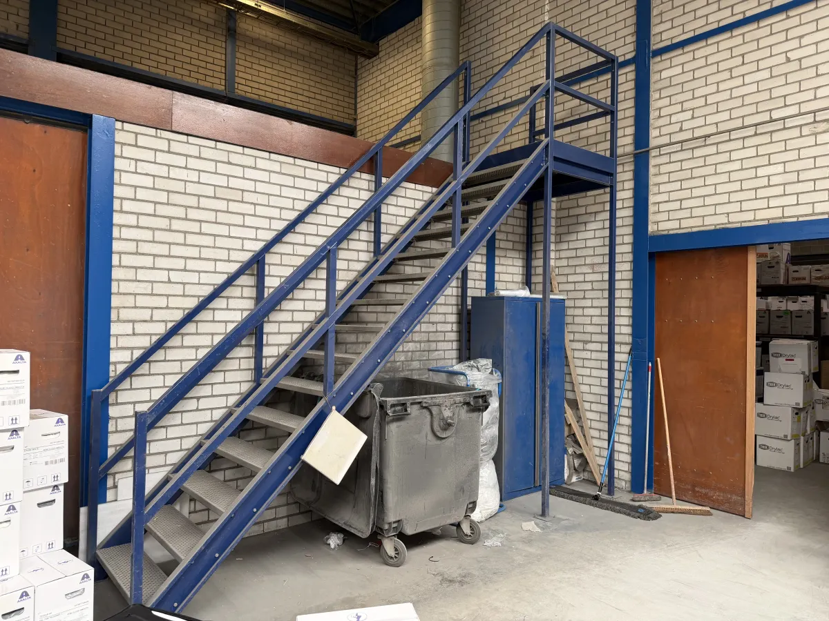 Industrial Steel Staircase with Perforated Steps FH: 3,41 mtr. W: 1,11 mtr.