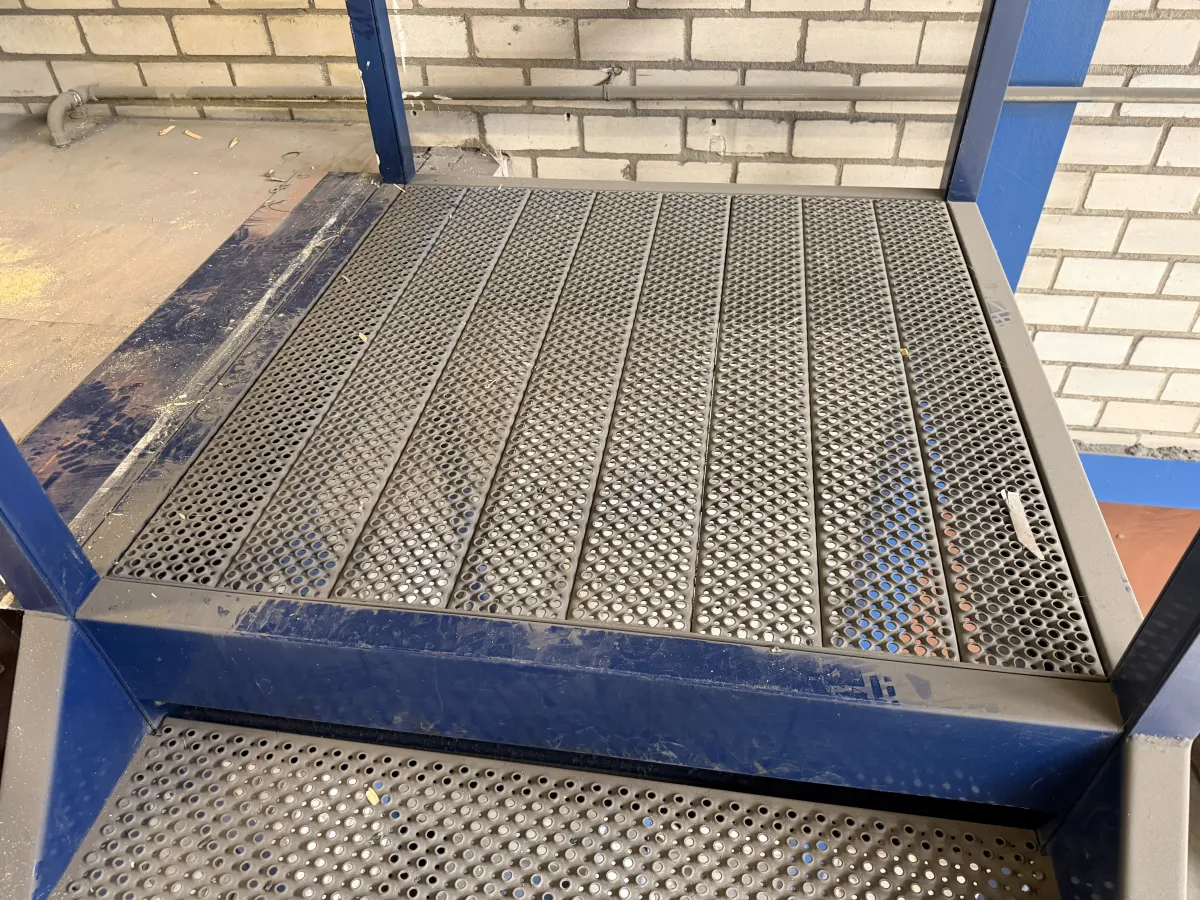 Industrial Steel Staircase with Perforated Steps FH: 3,41 mtr. W: 1,11 mtr.