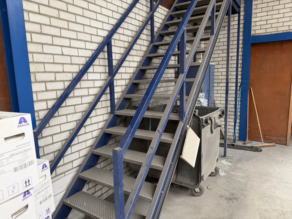Industrial Steel Staircase with Perforated Steps FH: 3,41 mtr. W: 1,11 mtr.