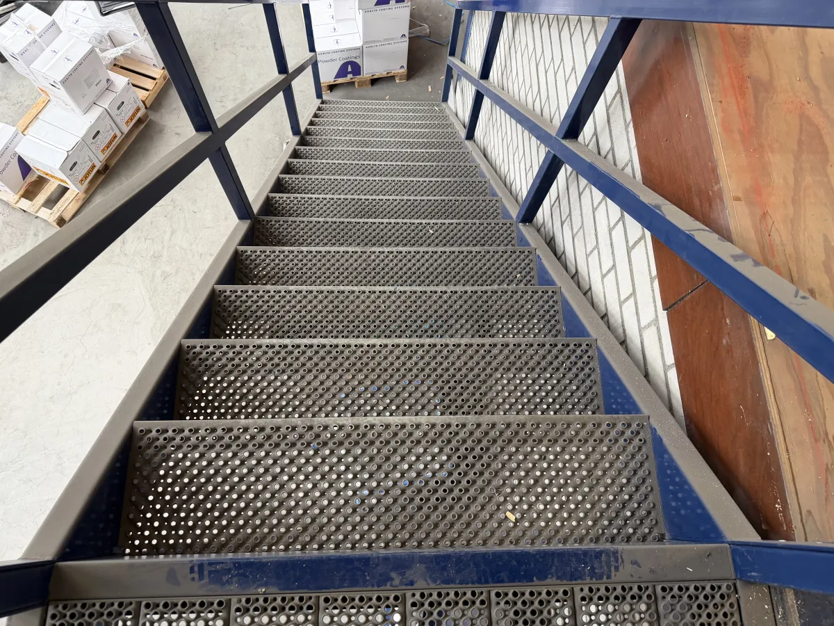 Industrial Steel Staircase with Perforated Steps FH: 3,41 mtr. W: 1,11 mtr.