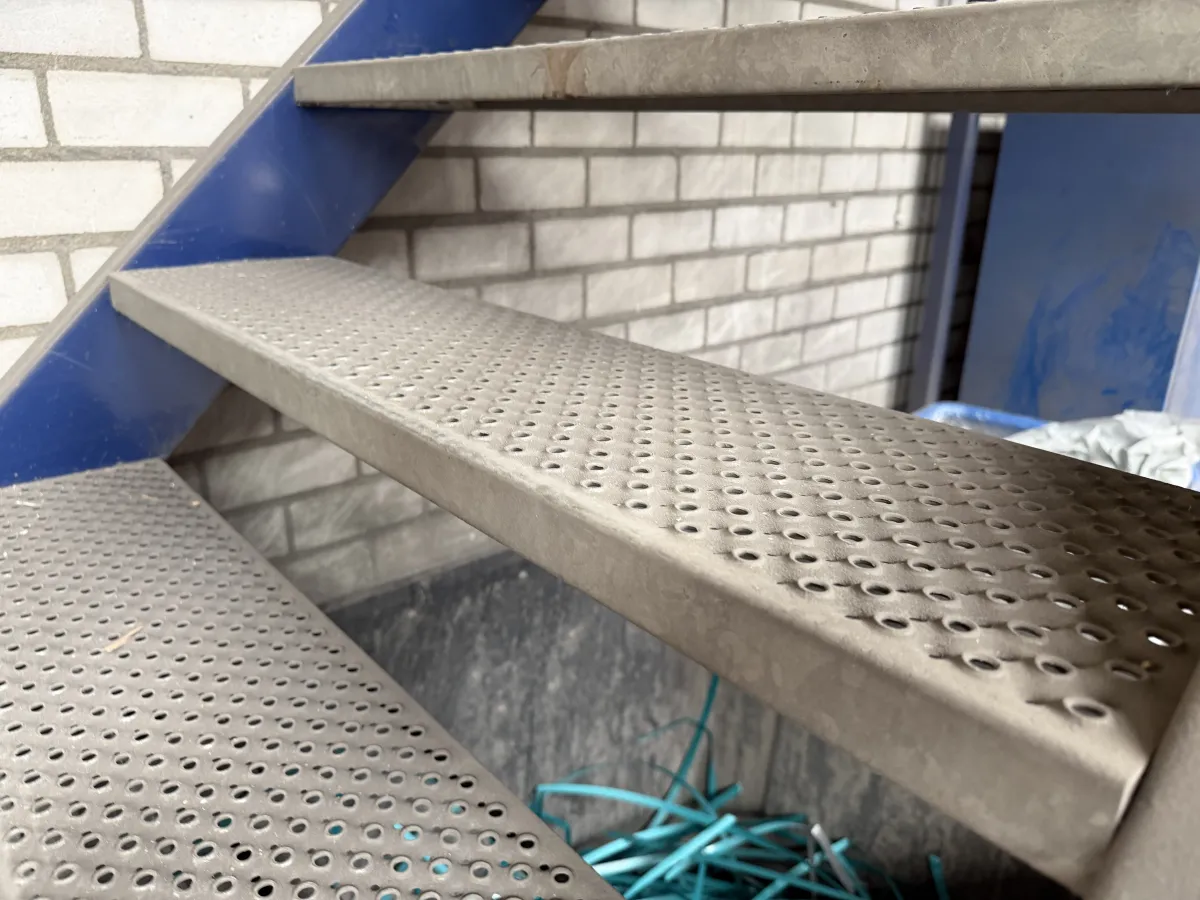 Industrial Steel Staircase with Perforated Steps FH: 3,41 mtr. W: 1,11 mtr.