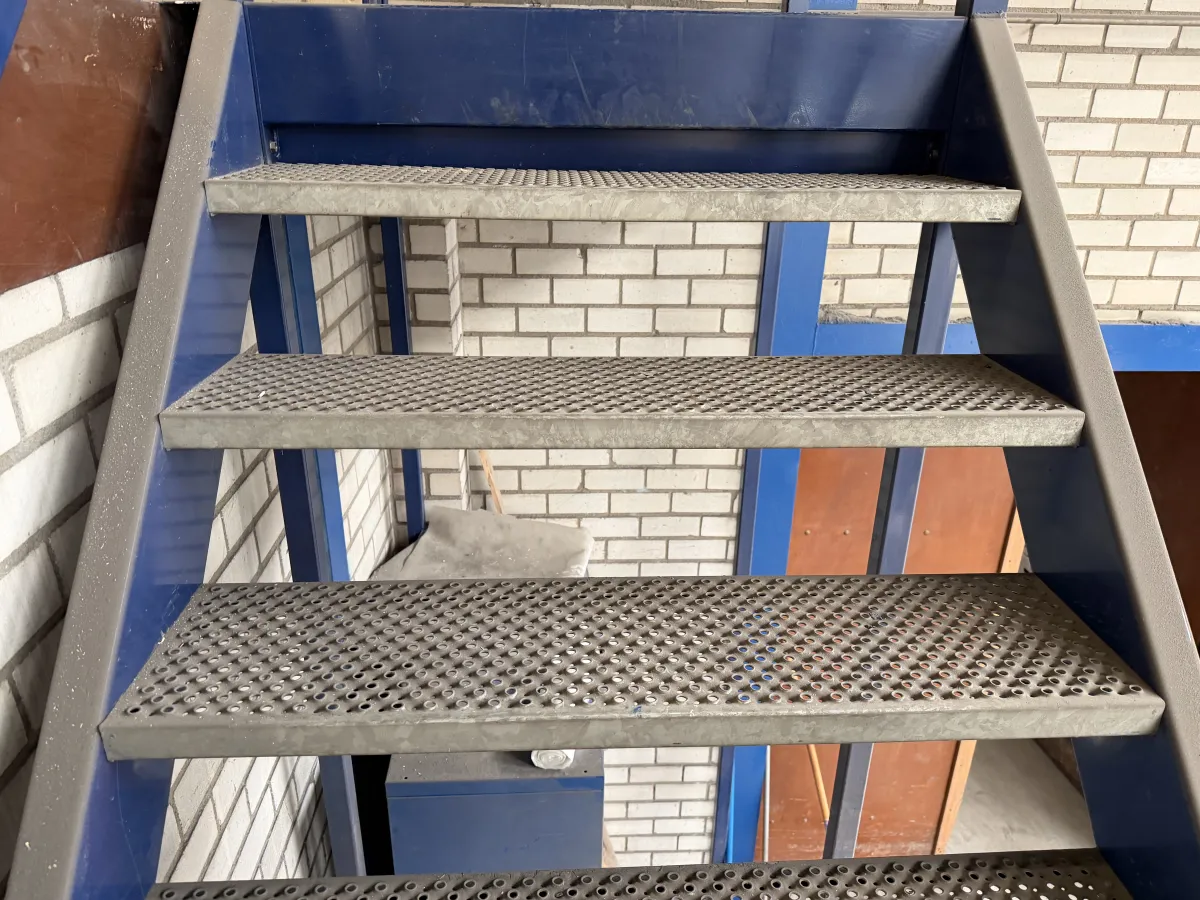 Industrial Steel Staircase with Perforated Steps FH: 3,41 mtr. W: 1,11 mtr.