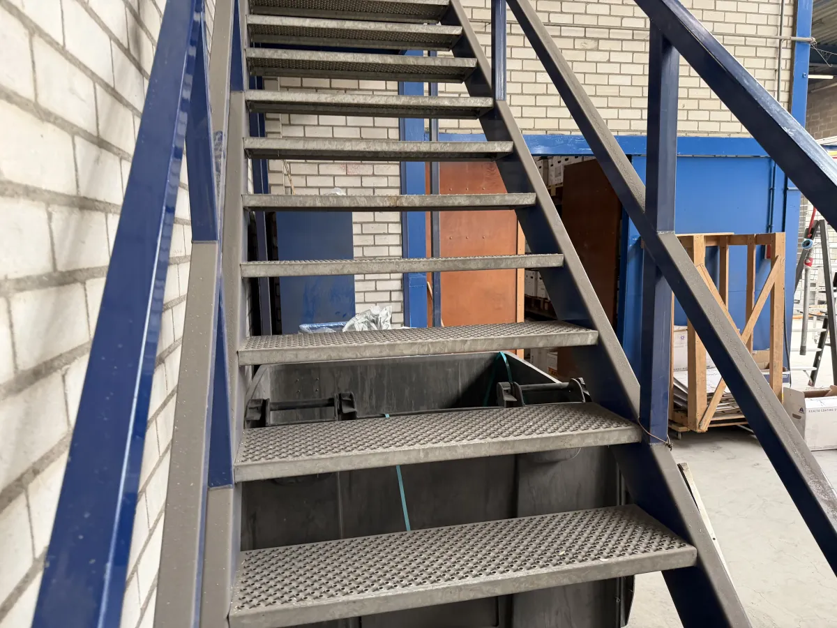 Industrial Steel Staircase with Perforated Steps FH: 3,41 mtr. W: 1,11 mtr.