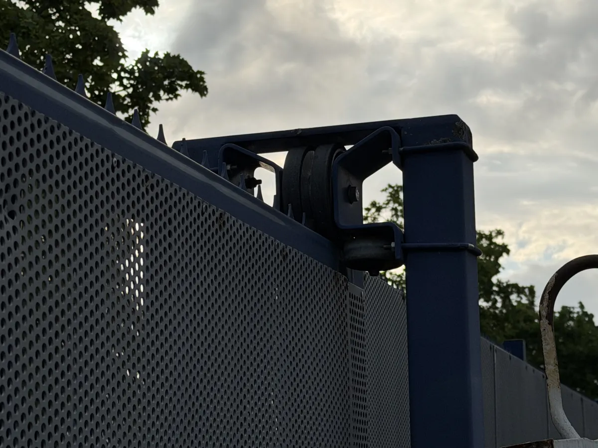 Motorised Industrial Sliding Gate, Perforated Mesh, 8,05 mtr Wide