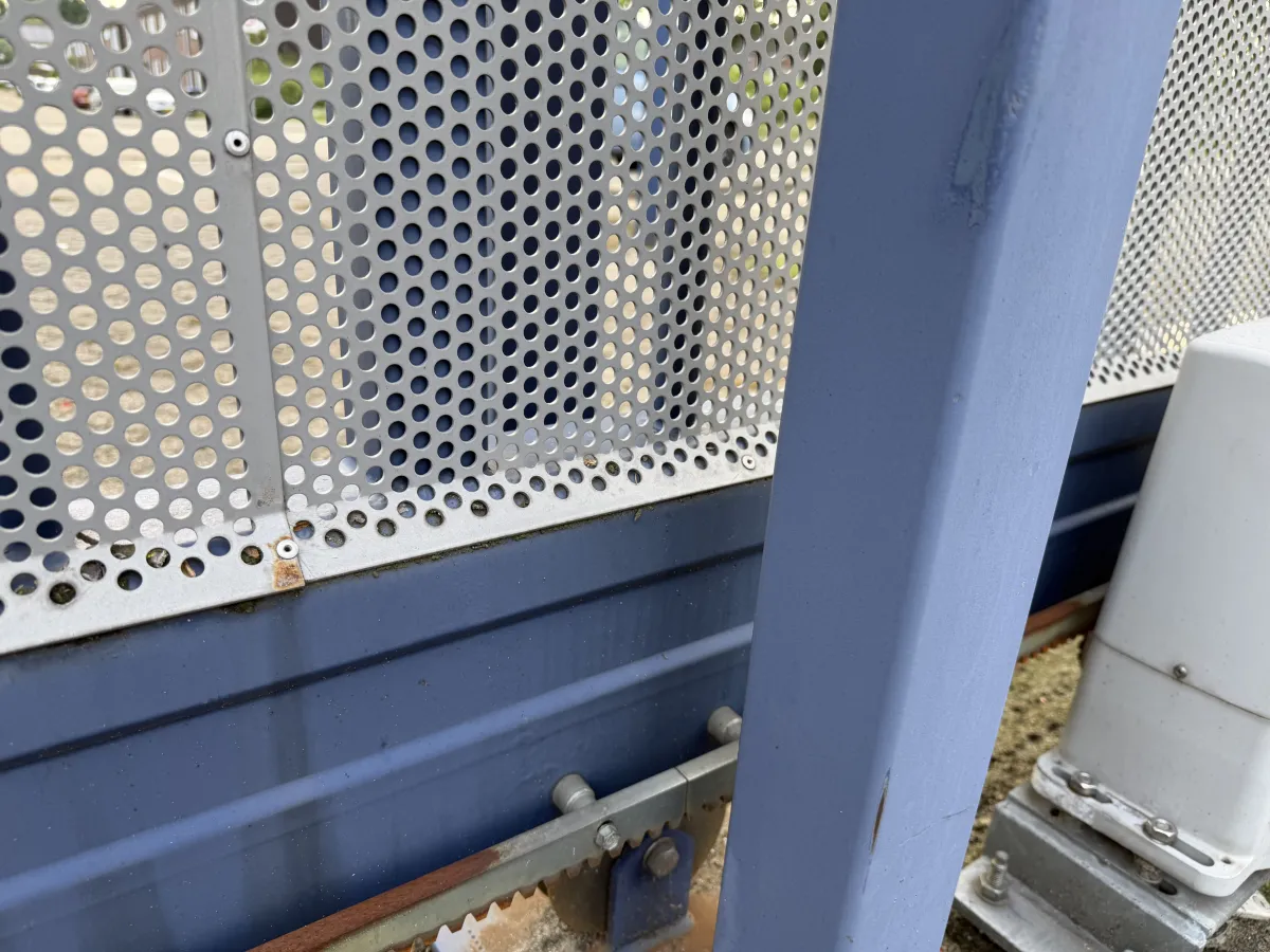 Motorised Industrial Sliding Gate, Perforated Mesh, 8,05 mtr Wide