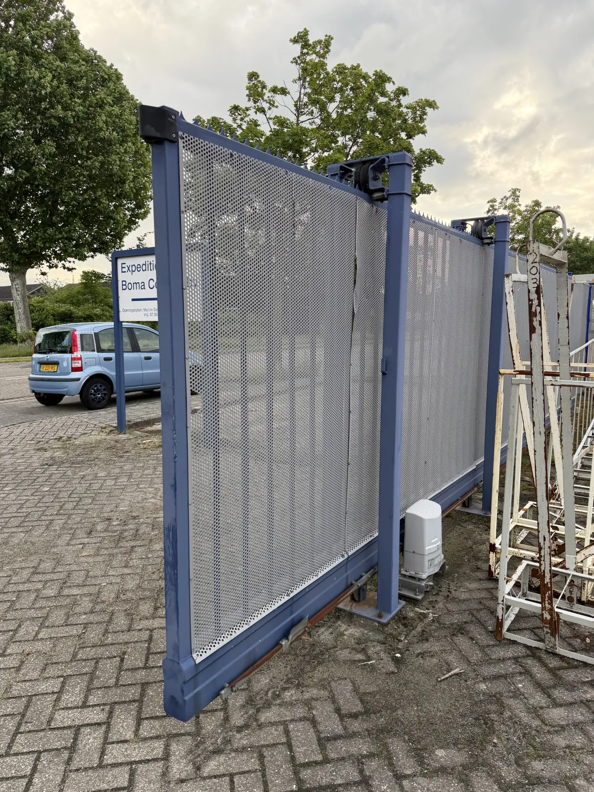 Motorised Industrial Sliding Gate, Perforated Mesh, 8,05 mtr Wide