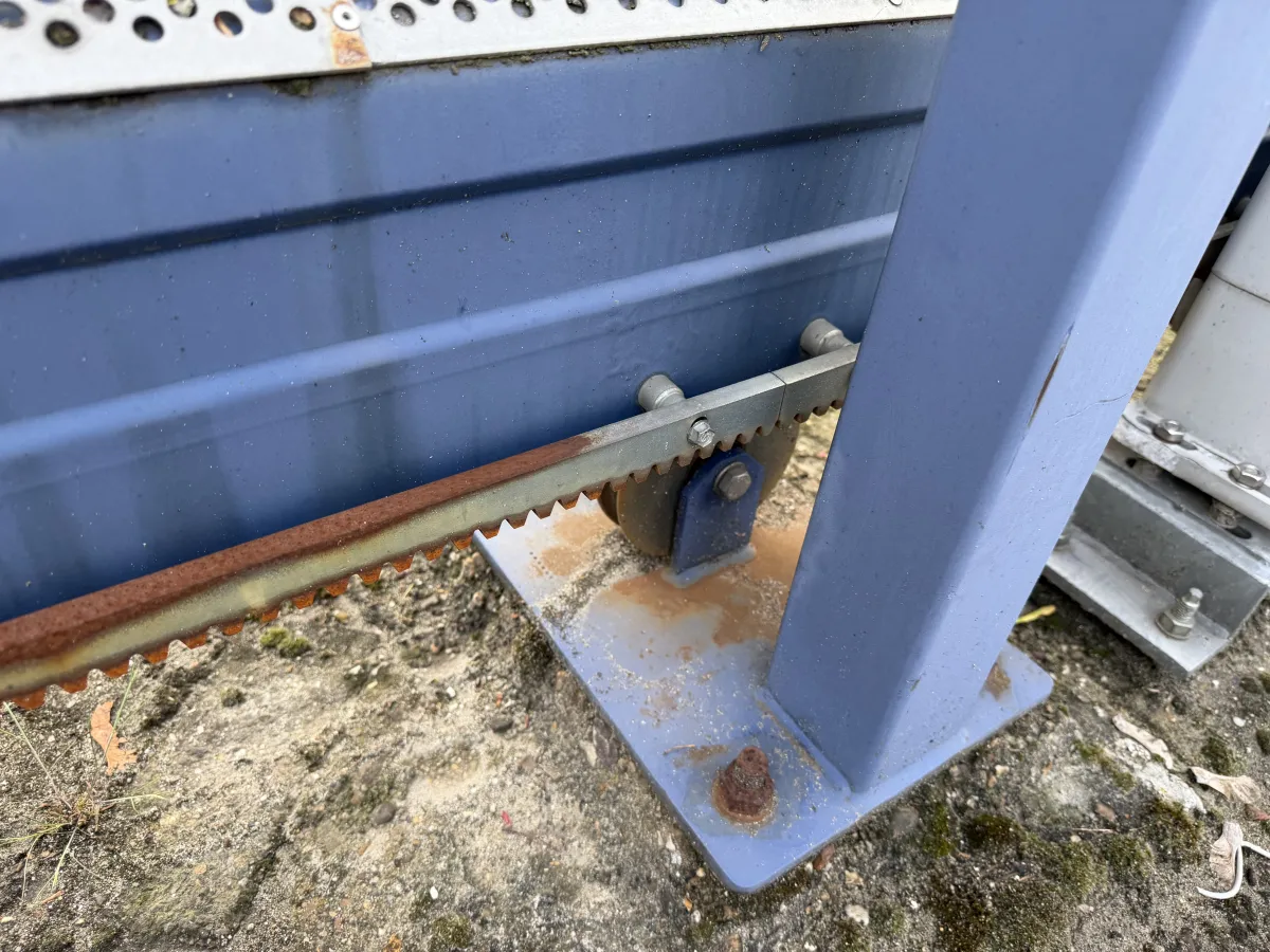 Motorised Industrial Sliding Gate, Perforated Mesh, 8,05 mtr Wide