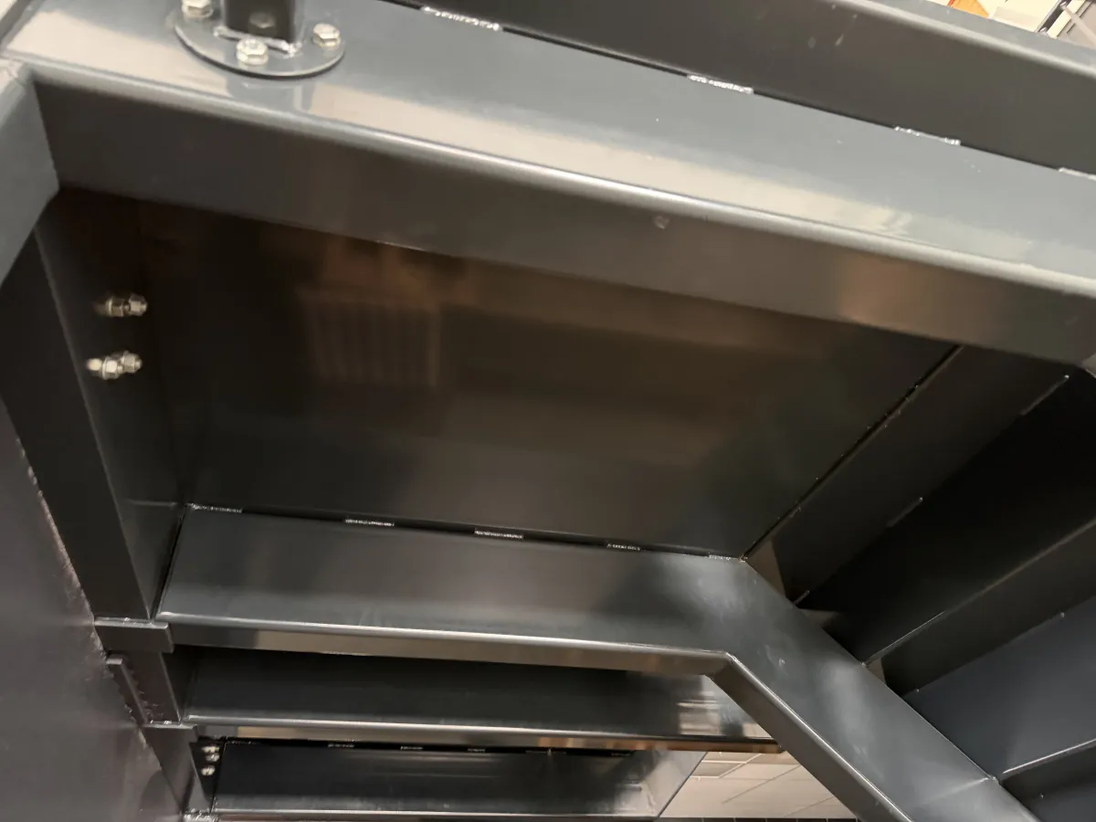 Industrial Steel Mezzanine Staircase with Landing Platform and Railings - Dark Grey