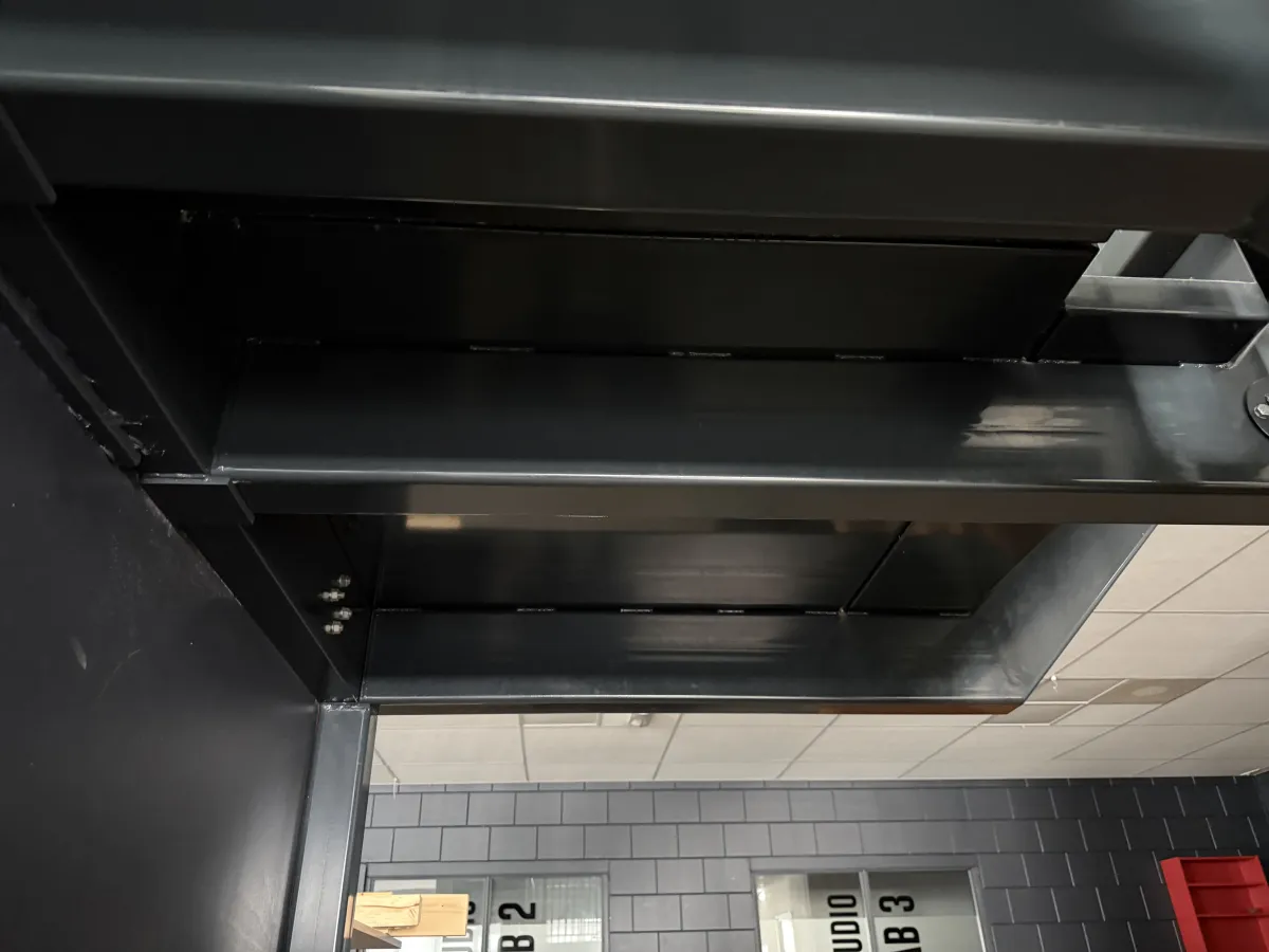Industrial Steel Mezzanine Staircase with Landing Platform and Railings - Dark Grey