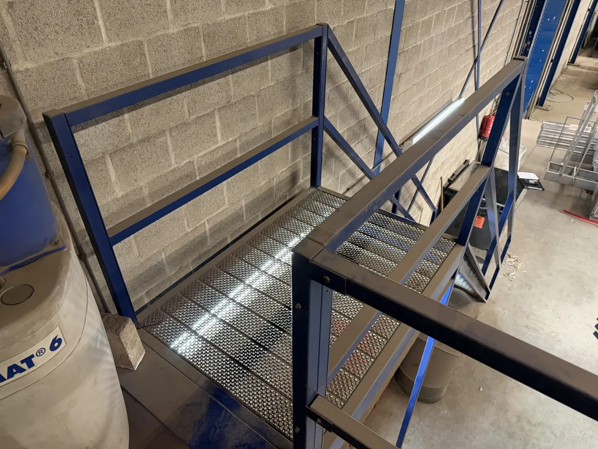 Industrial Steel Mezzanine Staircase FH: 3,23 mtr/ W: 1,10 mtr.