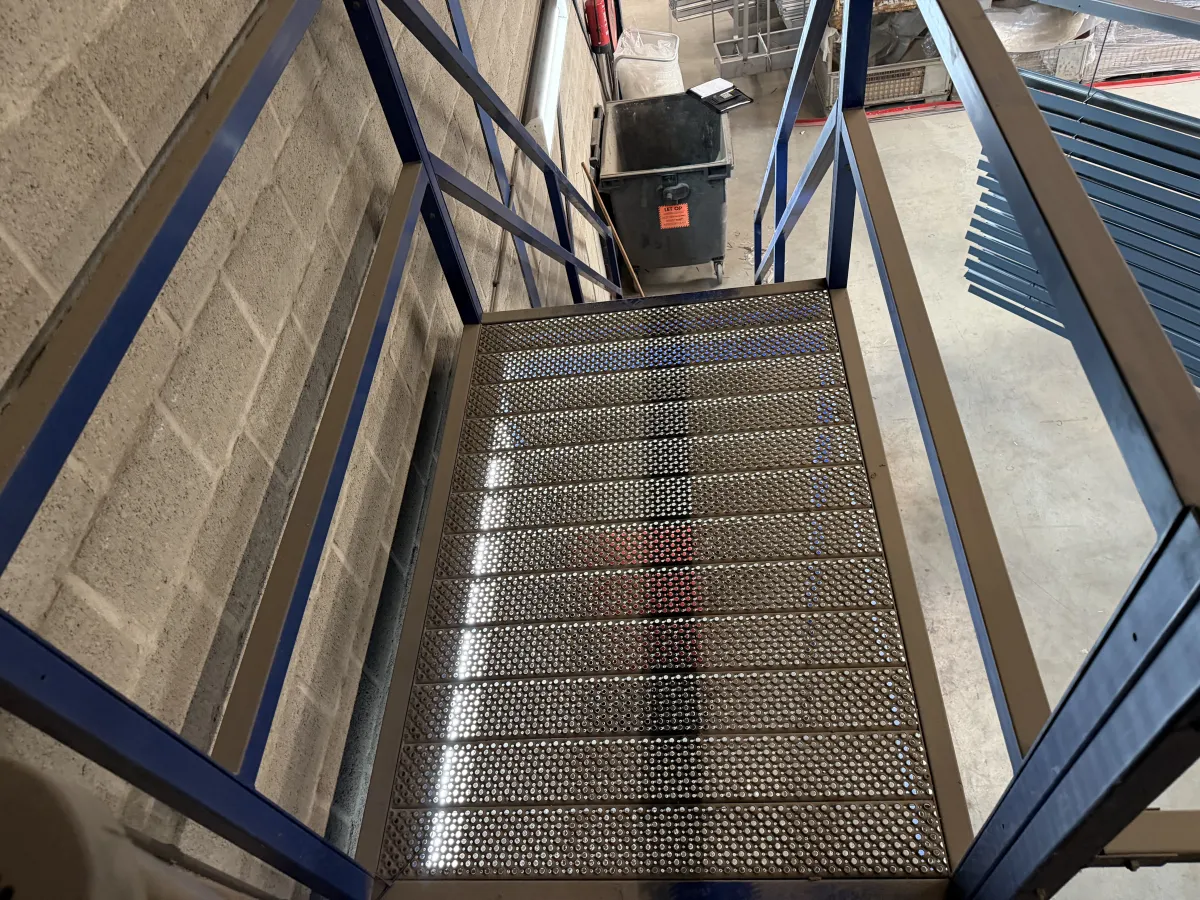 Industrial Steel Mezzanine Staircase FH: 3,23 mtr/ W: 1,10 mtr.