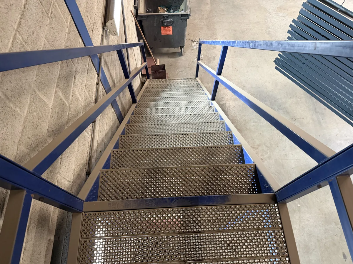 Industrial Steel Mezzanine Staircase FH: 3,23 mtr/ W: 1,10 mtr.