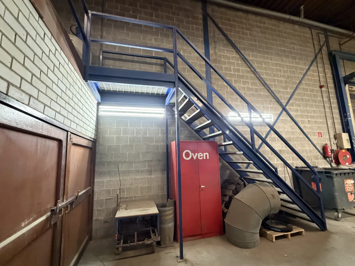 Industrial Steel Mezzanine Staircase FH: 3,23 mtr/ W: 1,10 mtr.