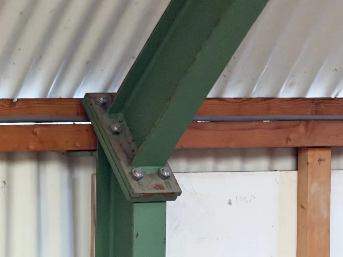 Used Steel Romney Structure with Timber Purlins & Corrugated Roof Sheets (110 m2)