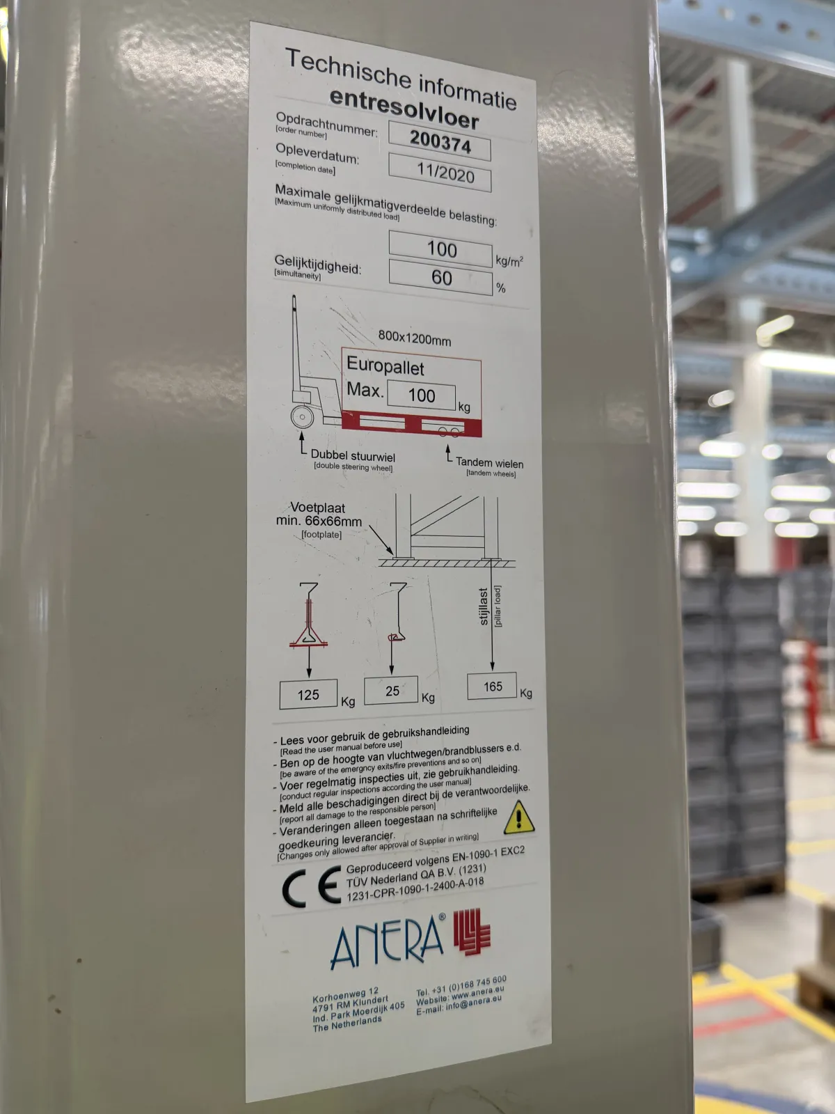Anera Mezzanine Floor Steel Structure – 100 kg/m², Completed 11/2020
