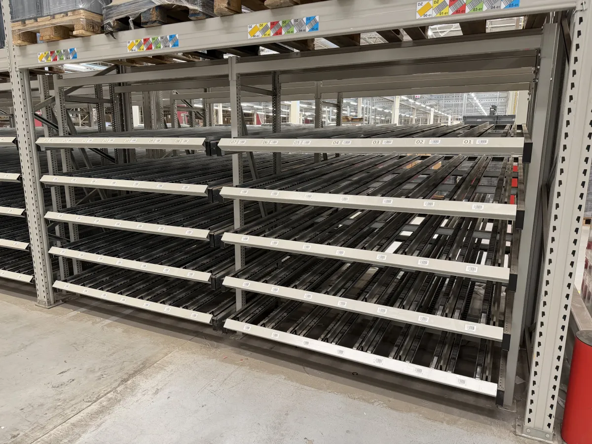 Flow Rack / Carton Live Storage Shelving Units – Roller Lane Pick System, 4-Level