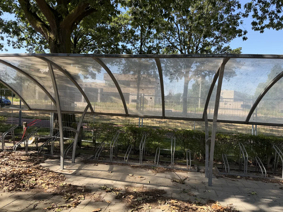 Covered Bicycle Shelter with Arched Polycarbonate Roof & Integrated Bike Racks