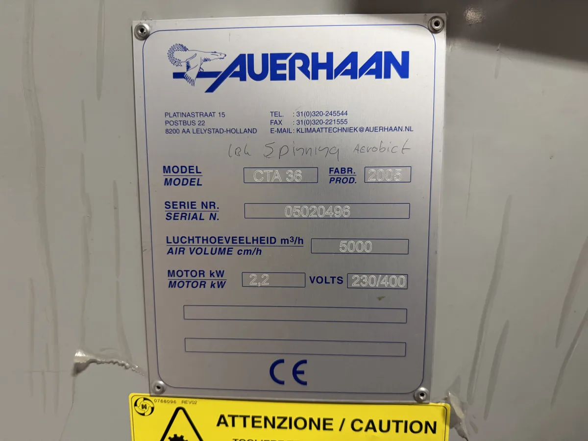 Auerhaan CTA 36 Air Handling Unit 5000 m³/h 2.2kW 230/400V – 2005