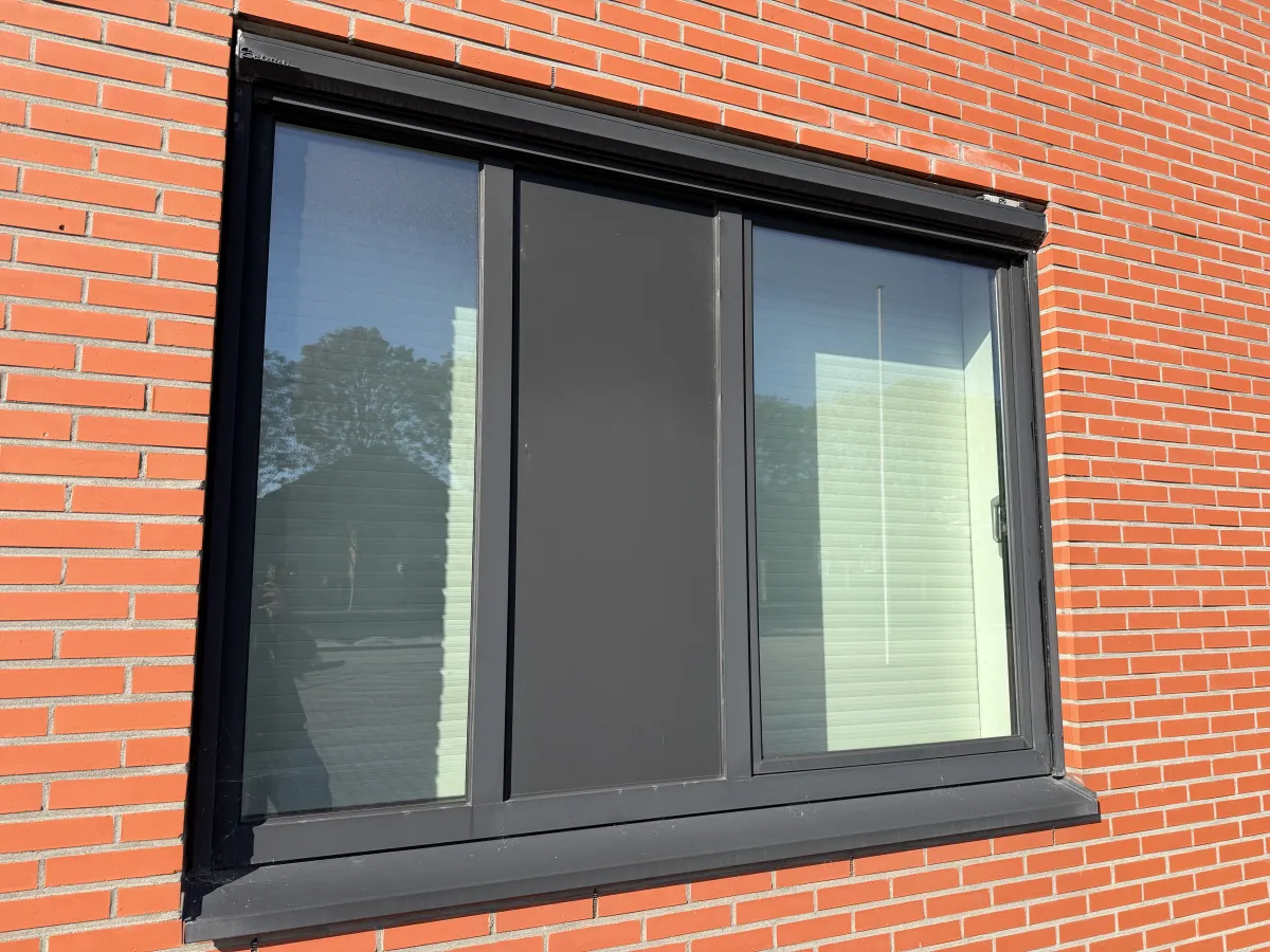 Anthracite/ black Aluminium frame with Windows with Roller Shutter